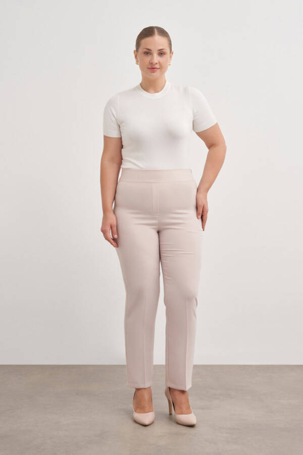 Back Pocket Trousers with Elastic Waistband - 2