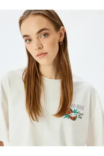 Back Print Crew Neck Short Sleeve Oversize T-Shirt - 1