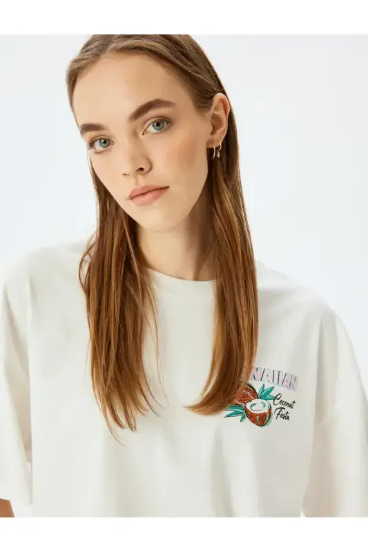 Back Print Crew Neck Short Sleeve Oversize T-Shirt - 1