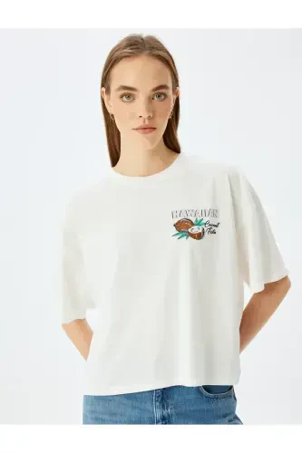 Back Print Crew Neck Short Sleeve Oversize T-Shirt - 3