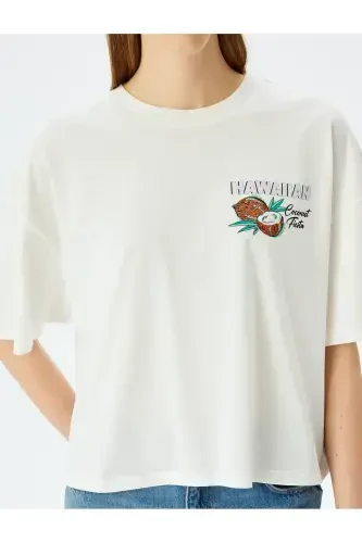 Back Print Crew Neck Short Sleeve Oversize T-Shirt - 5