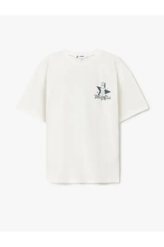 Back Rabbit Print Oversize Short Sleeve Bicycle - Koton