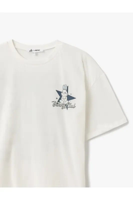 Back Rabbit Print Oversize Short Sleeve Bicycle - 3