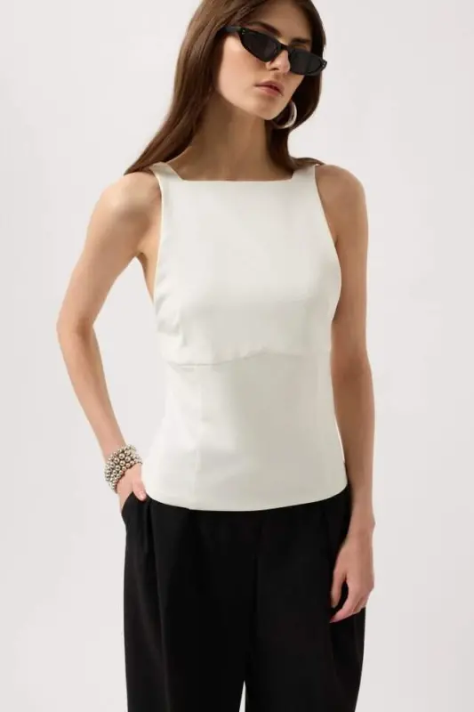 Back Ribbon Detail Blouse - BÜYÜKBEDENIZ