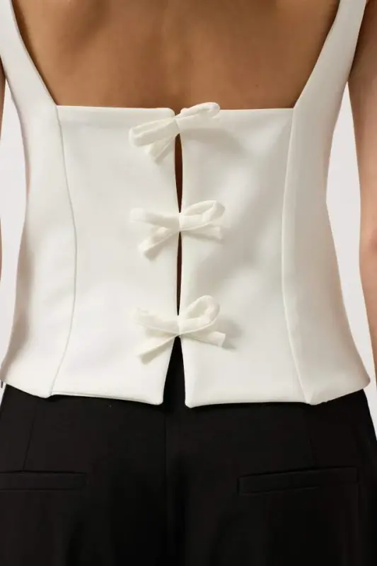 Back Ribbon Detail Blouse - 4