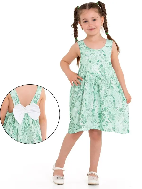 Back Ribbon Strap Woven Dress 73514-Green - LC WAIKIKI