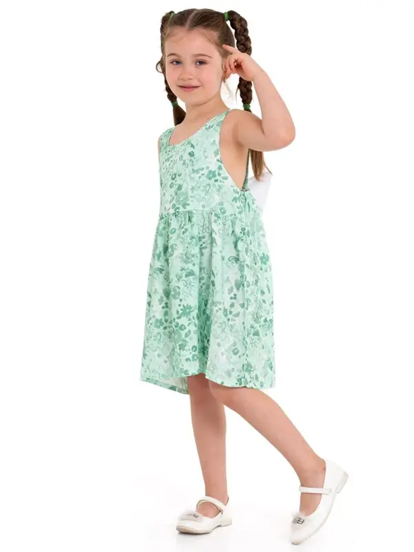 Back Ribbon Strap Woven Dress 73514-Green - 3