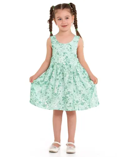 Back Ribbon Strap Woven Dress 73514-Green - 4