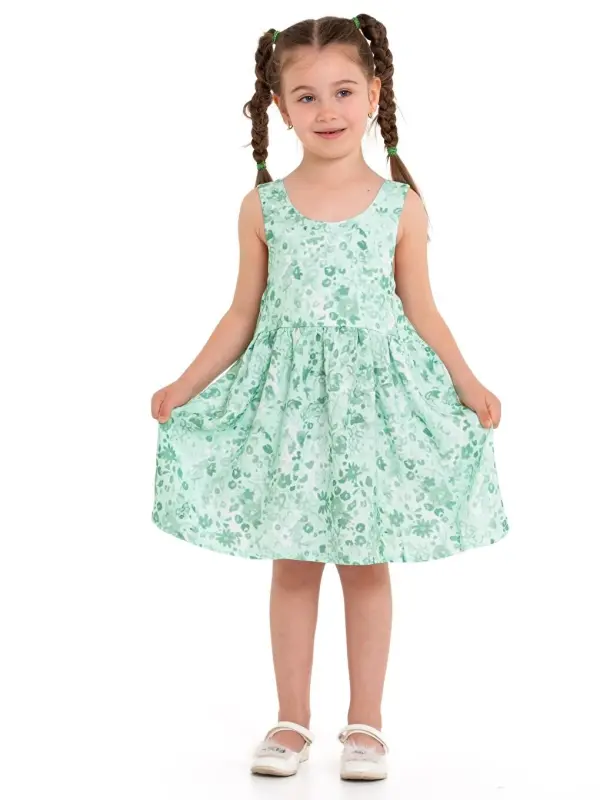 Back Ribbon Strap Woven Dress 73514-Green - 4