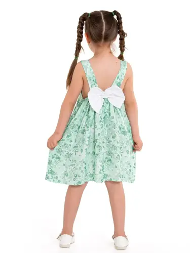 Back Ribbon Strap Woven Dress 73514-Green - 5