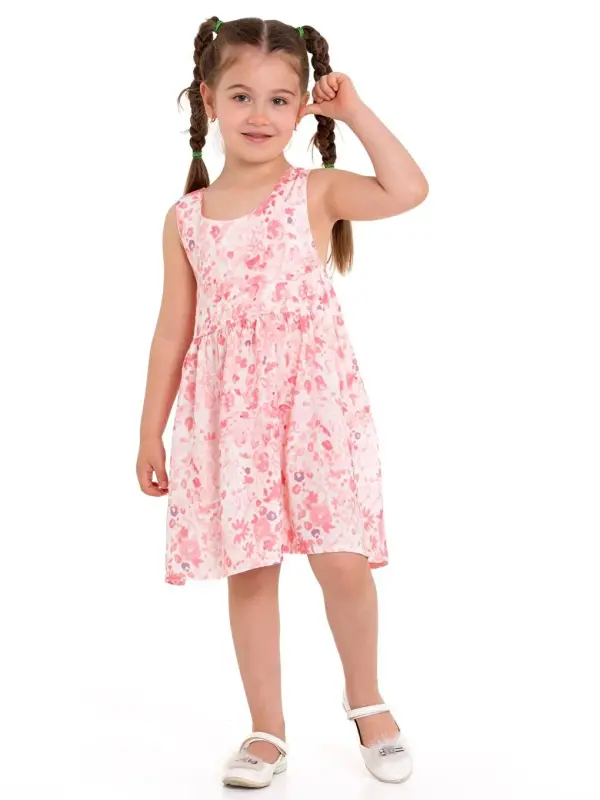 Back Ribbon Strap Woven Dress 73514-Pink - 3