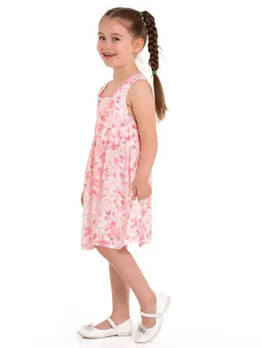 Back Ribbon Strap Woven Dress 73514-Pink - 4