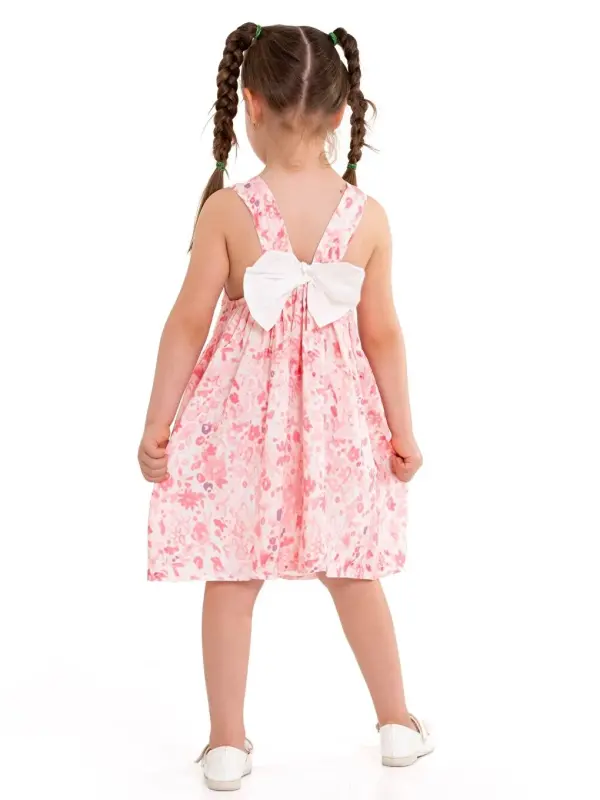 Back Ribbon Strap Woven Dress 73514-Pink - 5