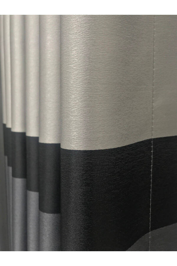 Backdrop Panel Curtain Anthracite-Silver Base Black Stripe (Medium Pleat 1/2.5) - 9