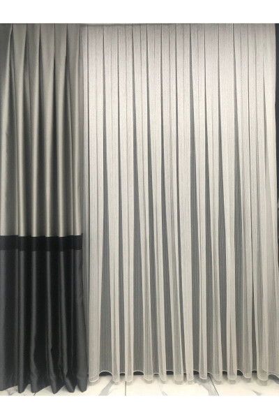 Backdrop Panel Curtain Anthracite-Silver Base Black Stripe (Medium Pleat 1/2.5) - 12