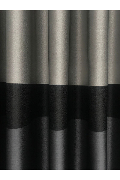 Backdrop Panel Curtain Anthracite-Silver Base Black Stripe (Medium Pleat 1/2.5) - 3