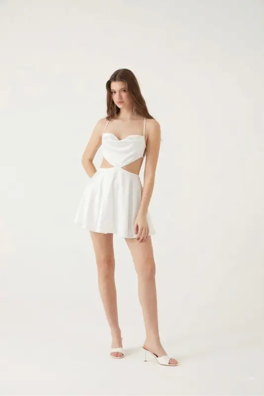 Backless Satin MiniSheri Dress White-White - 5