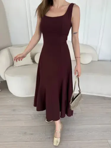 Backless Sleeveless Maxi Dress - Plum - BÜYÜKBEDENIZ (1)