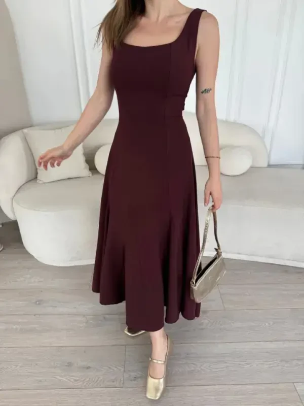 Backless Sleeveless Maxi Dress - Plum - 2