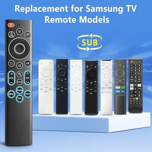 Backlit Replacement Remote for Samsung Smart TV –No Setup, Instant Response | Soft glow buttons for dark use, compatible with Samsung TVs, IR no pairing, 2xAAA (not incl), 1-yr warranty. - 5