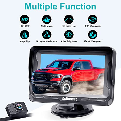 Backup Camera Car Reverse Cam - Easy Setup HD 1080P Auto Color Night Vision Truck Rear View Monitor Kit for SUV Pickup Sedan No Delay 150° Wide View DIY Parking Lines Waterproof DoHonest S01 - 2