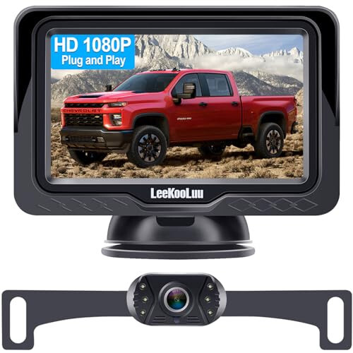 Backup Camera Easy Setup Plug-Play: HD 1080P No-Delay Waterproof - Clear Night Vision Rear View Camera with Monitor for Car Truck SUV - LK3 - 1