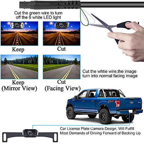 Backup Camera Easy Setup Plug-Play: HD 1080P No-Delay Waterproof - Clear Night Vision Rear View Camera with Monitor for Car Truck SUV - LK3 - 5