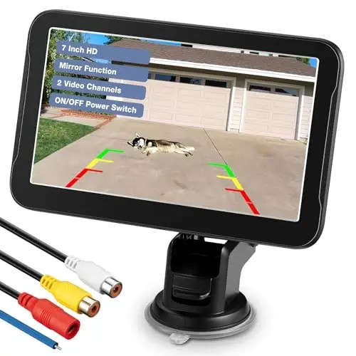 Backup Camera Monitor Only - 7 Inch HD Image Back up Camera Screen for Cars Trucks SUVs Vans RVs Trailers Campers, Dashboard/Windshield Installation, 12V/24V, Camera Not Included (7 Inch) 