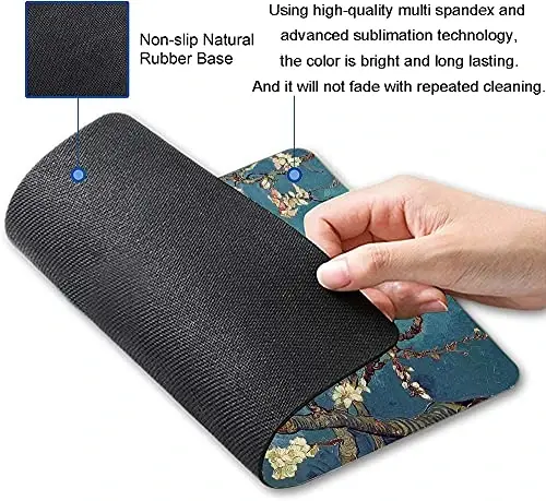 Almond Blossoms Van Gogh Mouse Pad, Oil Painting Flowers Mouse Mat, Square Waterproof Non-Slip Rubber Base MousePads for Office & Home Laptop - 2
