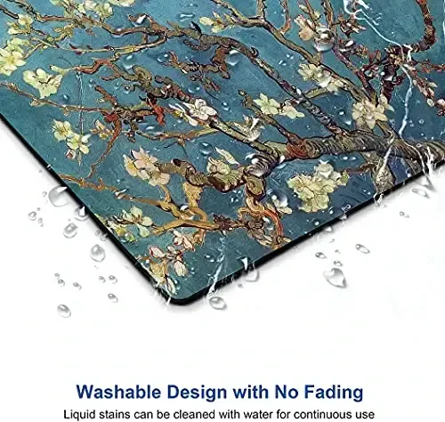 Almond Blossoms Van Gogh Mouse Pad, Oil Painting Flowers Mouse Mat, Square Waterproof Non-Slip Rubber Base MousePads for Office & Home Laptop - 5