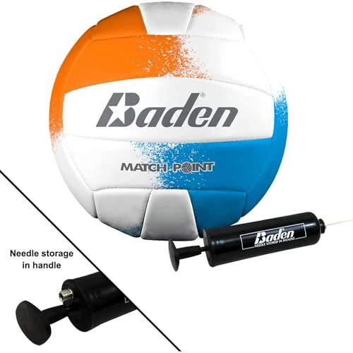 Baden Champions Volleyball/Badminton Portable Combo Set, 4 Raquets + 3 Birdies + Boundary + Volleyball + Pump + Carry Bag - 7