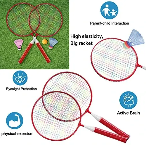 Badminton bolalari uchun raketkalar, 12 tasi 1 ta volan raketka sport to'plami, bolalar professional boshlovchi o'yinchilar uchun engil sumka bilan ichki va tashqi sport o'yini - 3