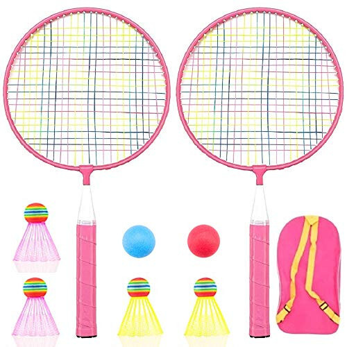 Badminton Racket for Children 1 Pair, Nylon Alloy Durable Badminton Racquet Set for Kids Indoor/Outdoor Sport Game（Including 4 Badminton and 2 Table Tennis） - 1