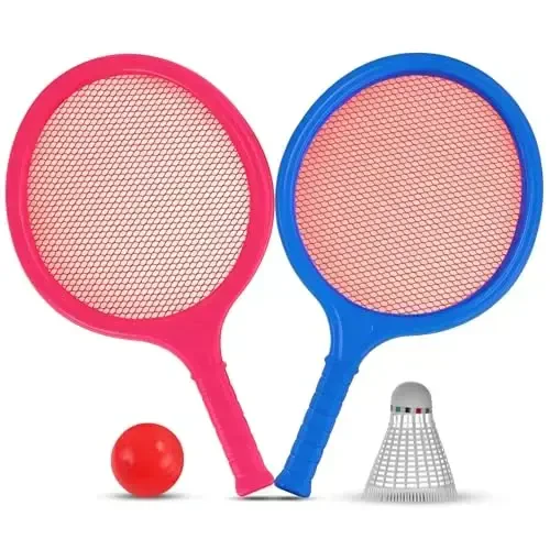 Badminton Racket Set for Kids, Toddlers with 2 Paddles, Ball and Birdie - Junior Kindergarten Student Outdoor Sports Tennis Racquet Play Game Beach Toys - 2