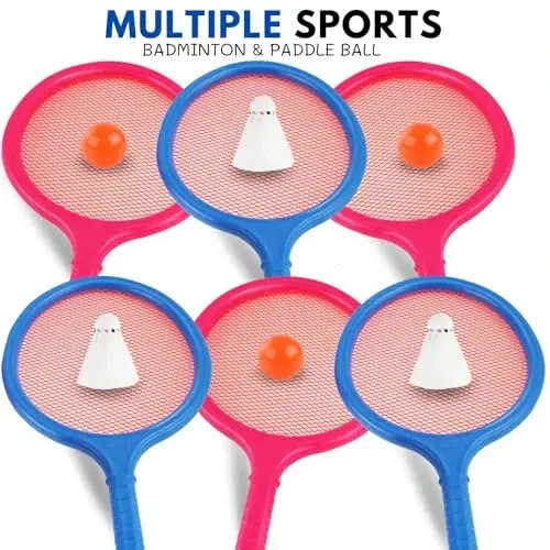 Badminton Racket Set for Kids, Toddlers with Paddles, Ball and Birdie - Junior Kindergarten Student Outdoor Sports Tennis Racquet Play Game Beach Toys - 5