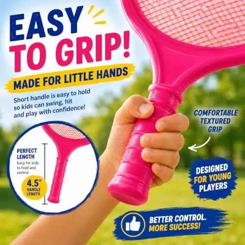 Badminton Racket Set for Kids, Toddlers with Paddles, Ball and Birdie - Junior Kindergarten Student Outdoor Sports Tennis Racquet Play Game Beach Toys - 3