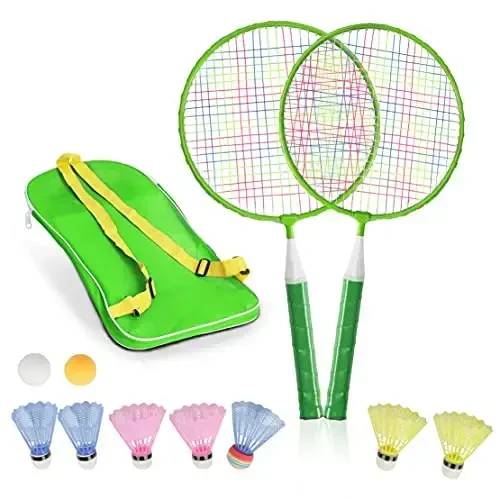 Badminton Rackets for Children, 12 in 1 Shuttlecocks Racquet Sports Set w/Lightweight Carrying Bag for Kids Professionals Beginner Players Indoor Outdoor Sport Game - MODAZONE