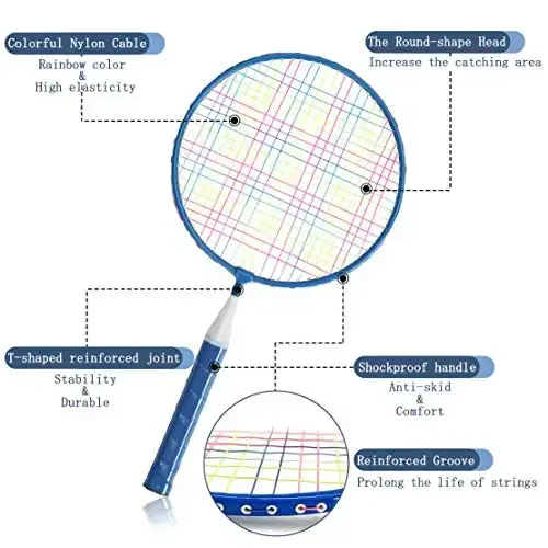 Badminton Rackets for Children,12 in 1 Shuttlecocks Racquet Sports Set w/Lightweight Carrying Bag for Kids Professionals Beginner Players Indoor Outdoor Sport Game - 5