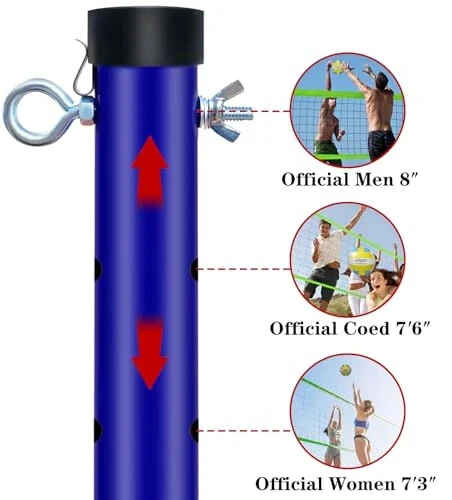 Badminton va voleybol kombinatsiyasi to'plami - Muxoliflik uchun professional voleybol to'ri, orqa hovli, oson o'rnatish mumkin bo'lgan voleybol to'plami, tashish sumkasi bilan, oilaviy dam olish uchun chegaralash chizig'i - MODAZONE