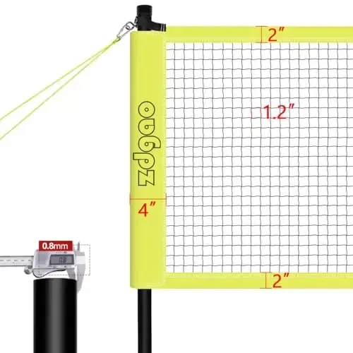 Badminton va voleybol toʻplami - 32 FT sozlanishi mumkin boʻlgan professional voleybol toʻri, gazon, hovli uchun, oʻrnatish oson voleybol toʻplami, voleybol toʻpi, badminton raketkalari, sumka, oilaviy oʻyin uchun chegara chizigʻi - 4