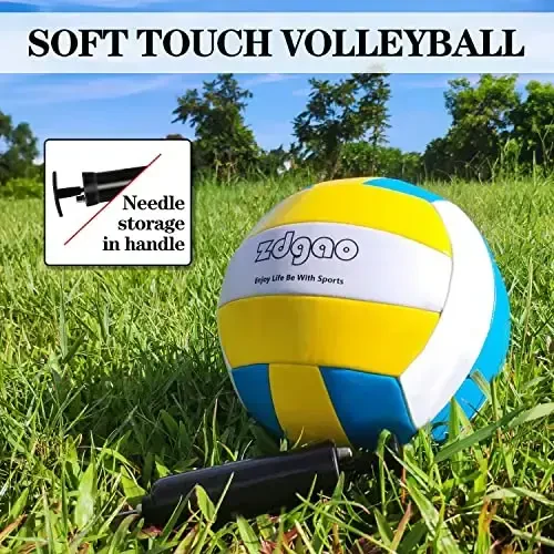 Badminton & Volleyball Combo Set- 32FT Adjustable Professional Volleyball Net for Lawn, Backyard, Easy Set up Volley ball Set with Volley ball,Badminton Racquets,Carry Bag,Boundary Line for Family Fun - 6