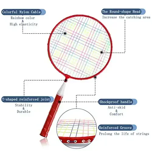 Бадминтонные ракетки для детей, набор ракеток для бадминтона 12 в 1 с легкой сумкой для переноски для детей, профессионалов, начинающих игроков, для игр в помещении и на открытом воздухе - 6