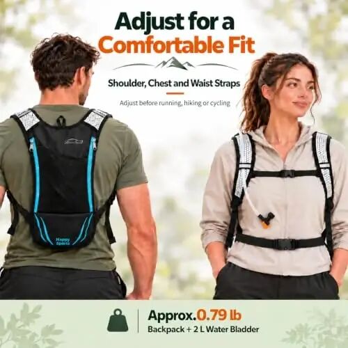 Baen Sendi 2 Pack Hydration Pack with 2L Backpack Water Bladder - Great for Outdoor Sports of Running Hiking Camping Cycling Skiing - 6