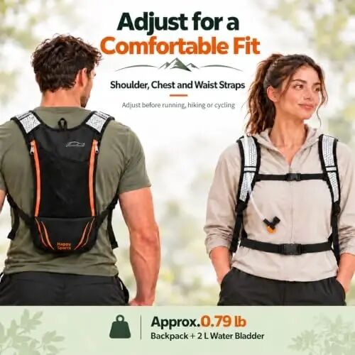 Baen Sendi 2 Pack Hydration Pack with 2L Backpack Water Bladder - Great for Outdoor Sports of Running Hiking Camping Cycling Skiing - 6