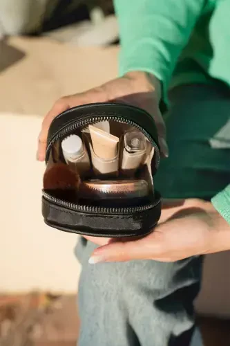 Bag Organizer Mini Makeup Bag - Black Mini Cosmetic Bag - Black - 7