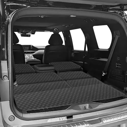 Bagaj Paspası ve Sırtlık Paspası 2014-2024 Infiniti QX80 / 2017-2024 Nissan Armada / 2011-2013 Infiniti QX56 ile Uyumlu - Her Hava Koşuluna Uygun PU Deri Bagaj Havuzu ve 2. ve 3. Sıra Arka Sırtlık Koruyucusu - 3