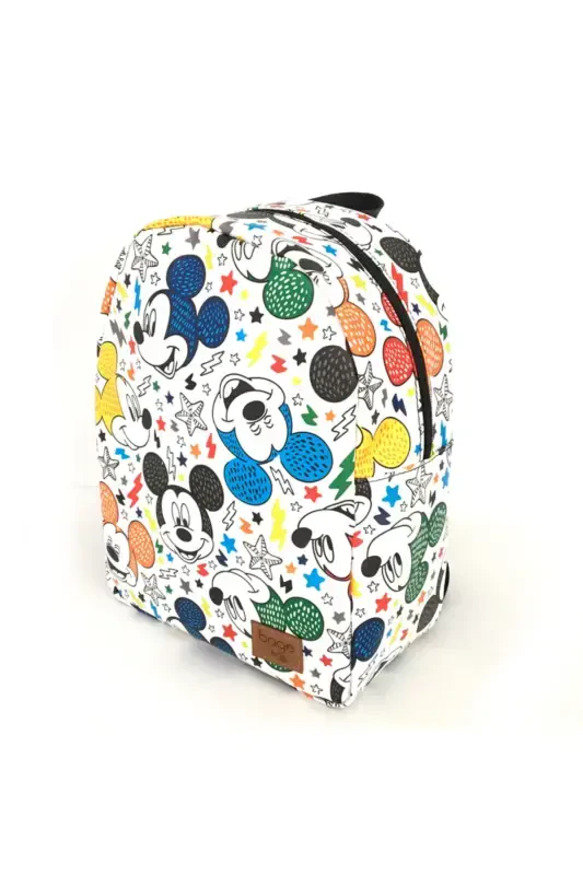 Bage Unisex Çocuk Genç Mickey Mouse Desenli Sırt Çantası Anaokulu Çanta-Beyaz Desenli - 2