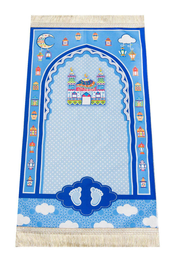 Bagged Holy Quran Tasbih Child Prayer Mat Set Blue - 8