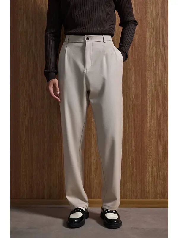Baggy Fit Fabric Men's Pants Beige-Beige - LC WAIKIKI