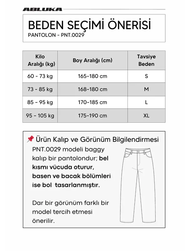 Baggy Fit Fabric Men's Pants Beige-Beige - 8